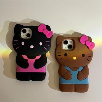 歐略 韓國可愛卡通kt貓適用iphone14promax手機殼13蘋果12矽膠軟殼11新款13promax防摔保護套14創意個性女款