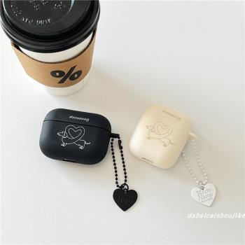 線條愛心臘腸狗適用airpods pro2蘋果無線藍牙耳機套airpods1/2代軟殼4代可愛pro新款3代防摔保護套個性女款