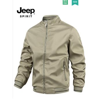 JEEP SPIRIT復古外套男款商務春秋季中老年飛行員夾克運動沖鋒衣