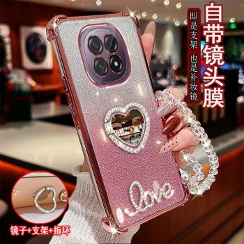 適用OPPO A5 5G手機殼PKQ110鑲鉆LOVE字母鏡子oppoa5指環旋轉支架保護套防摔軟矽膠鏡頭全包邊女新款氣囊時尚