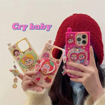 大哥大造型可愛卡通日韓女孩適用蘋果13手機殼iphone14promax新款12矽膠11創意同款掛件15pro防摔16pro手機套