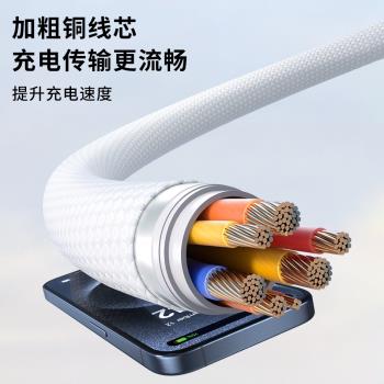 車載編織加粗數據線CarPlay投屏導航適用蘋果iPhone16pro max手機15plus充電USB轉typec充電線PD快充加長3米