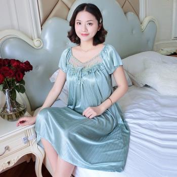 200斤加肥夏季特大碼女裝短袖寬松睡裙睡衣套加大胖妹妹冰絲裙