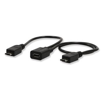安卓手機一分二充電線micro usb公母傳輸線充電一拖二數據線