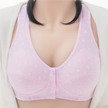 純棉前扣文胸無鋼圈媽媽內衣女士聚攏夏季薄款背心式中老年人胸罩