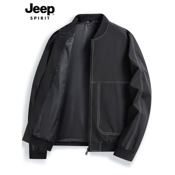 JEEP SPIRIT吉普棒球領夾克男士2025秋季飛行員純色通勤休閑外套