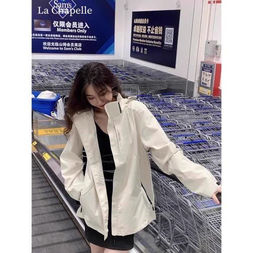 拉夏貝爾沖鋒衣外套女春秋2025新款戶外登山防風防水夾克女裝上衣
