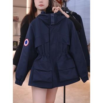 沖鋒衣女2025新款小個子收腰短款棉服外套冬季時尚防風保暖派克服