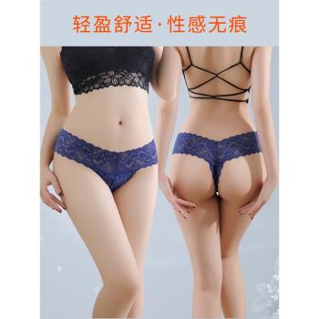 全蕾絲女無痕性感鏤空寬邊內褲