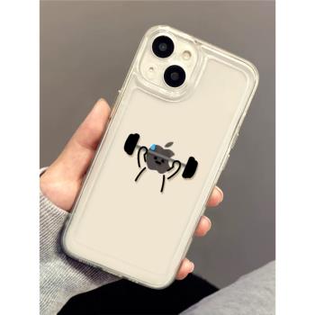 舉重火柴人適用iPhone15手機殼蘋果14promax新款15pro趣味13透明12mini矽膠11簡約x搞怪xs防摔xr男16女8plus