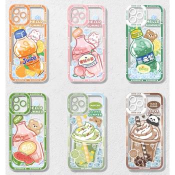 適用蘋果14promax手機殼新款iphone13高階感11pro夏日汽水12卡通8plus可愛7創意x小眾xs男女15小眾max保護套