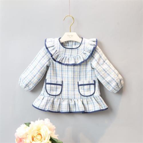 秋冬韓版兒童洋裝 女童毛呢裙式上衣 小香風上衣寶寶加絨連衣裙子