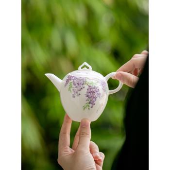 德化白瓷茶壺泡茶家用功夫茶具 羊脂玉陶瓷茶壺單壺 中國風小茶壺