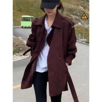 休閑氣質風衣外套女中長款上衣秋冬季新款韓版寬松顯瘦小個子大衣