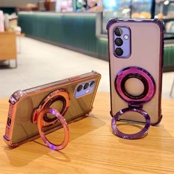 適用三星A55手機殼Galaxy a35保護套自帶鏡頭膜 SM-A556B氣囊防摔5560外殼透明全包A356E磁吸支架galaxya超薄