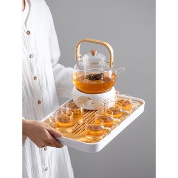 日式蠟燭溫茶爐套裝玻璃茶壺陶瓷保溫茶器底座茶館酒店小火爐茶具