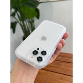 佳子秀圓邊黑白適用蘋果14手機殼情侶iphone13透明15promax矽膠套7加厚14pro全包鏡頭iphone11簡約xs男xr女8p