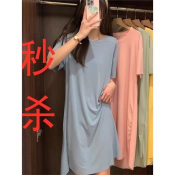 清倉特價冰絲睡裙女士夏季薄款2025新款寬松春夏天大碼睡衣連衣裙