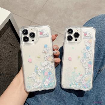 可愛卡通閃粉流沙大耳玉桂狗適用蘋果16promax手機殼iphone15新款12矽膠11女新款13pro創意防摔14手機套