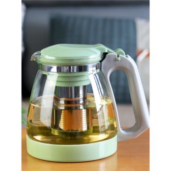 綠色泡茶壺大容量加厚玻璃耐熱防爆水壺單壺紅茶壺食品級防撞防摔