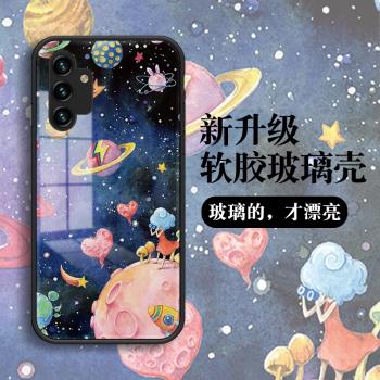 適用三星a54手機殼新款女鏡頭全包防摔a34玻璃男Galaxy保護套a14可愛卡通a24多彩星空雨傘a13創意5g網紅潮牌