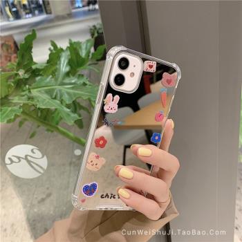 鏡面卡通兔子適用三星s21ultra手機殼矽膠s22+趣味s20fe可愛女a53