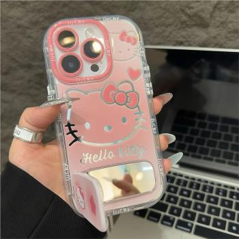 適用於iPhone16ins風可愛鏤空kitty貓手機殼蘋果16/15promax卡通小米15/14少女心mate70/Pura70pro防摔保護套