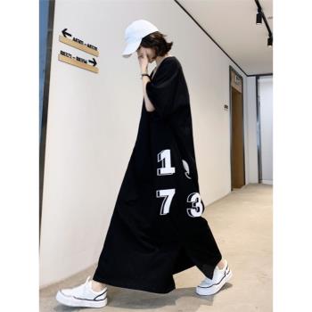 睡衣女款夏季短袖2024年新款家居服網紅胖妹妹200斤家居過膝睡裙