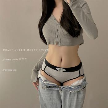 『Hottie』 運動芭比 日系簡約甜美純棉舒適字母運動風少女內褲