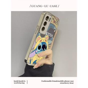 適用三星S24手機殼線條動漫史迪奇Galaxy新款補妝鏡子S24ULTRA高畫質鏡面S23+保護套S22女S21FES20矽膠PLUS全包