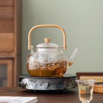 玻璃提樑煮茶壺綠茶白茶龍井耐熱玻璃茶壺蒸汽煮茶器兩用泡茶燒水