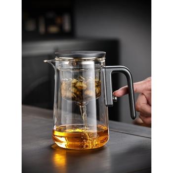 2024新款磁吸飄逸杯茶水分離泡茶壺一鍵過濾玻璃茶道杯懶人泡茶壺