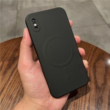 液態矽膠磁吸純黑色酷Magsafe無線充電適用iPhonex/XS手機殼蘋果XSMAX保護套簡約全包防摔精孔男士款商務潮牌