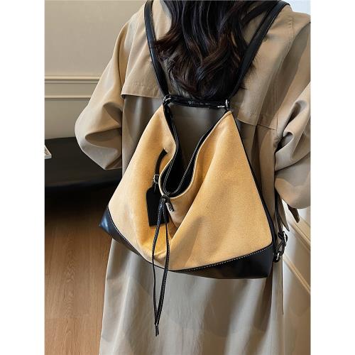 麂皮絨復古大容量包包女2025新款秋冬季百搭雙肩后背包單肩斜挎包