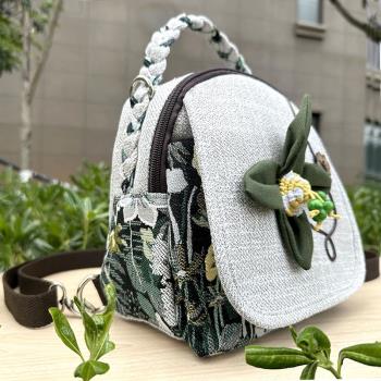 新款雲南民族風雙肩包手工編織棉麻布包迷你休閑可斜挎揹包多用包