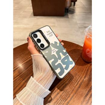 適用三星S25手機殼鏤空發Galaxy新款高階感S24ULTRA個性S23+保護套S22創意S21FE潮牌文字PLUS軟矽膠鏡頭全包