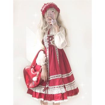 原創寶寶星babydoll日系lolita洋裝軟妹絲帶蕾絲花邊jsk連衣裙