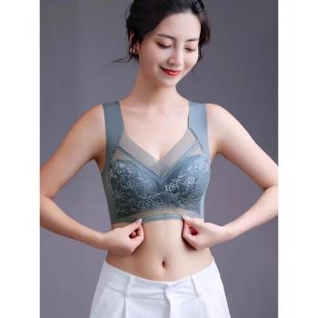 夏季冰絲無痕文胸女士內衣女聚攏超大碼薄款性感乳膠美背心抹胸罩