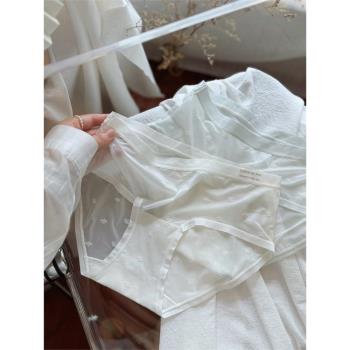 元氣乳酪/溫柔少女純欲性感網紗蕾絲冰絲無痕透氣內褲女士薄棉襠