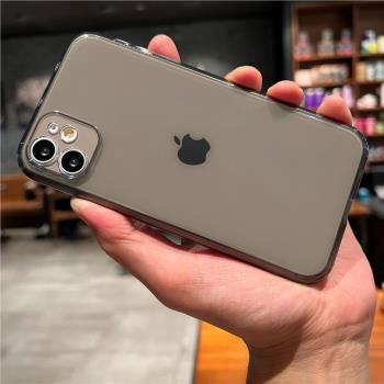 黑色手機一定要試試高階圓潤圓邊果凍冷淡風黑灰色透明適用iPhone11十一手機殼蘋果11promax軟殼全包防摔矽膠