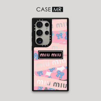 CASE聯名MIUMIU粉色新款適用三星Galaxy S25Ultra亞克力鏡面Samsung S24 Ultra潮男S23Plus+防摔保護套