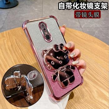 適用oppoA9手機殼oppoA9x保護殼鏡頭膜oppo矽膠套A9全包PCAM10防摔opa透明A9x軟殼鏡子支架opopa女高顏值可愛