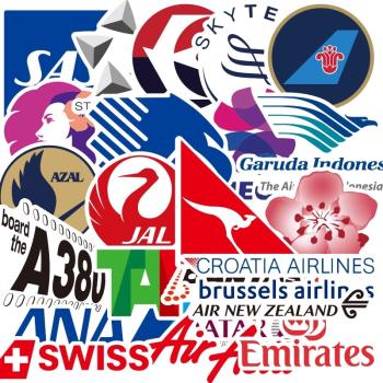 55張航空飛機公司LOGO旅行箱箱包託運箱拉桿箱行李箱貼紙