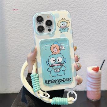 ins可愛醜魚漢頓卡包適用蘋果15promax手機殼iphone16pro新款13pro軟殼12pro女款11帶掛繩13日韓14卡通15矽膠