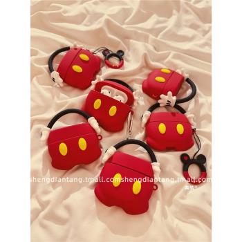 日韓可愛卡通米奇適用於蘋果Airpods4保護套2/3代無線藍牙耳機軟殼Airpods pro創意矽膠女新款防摔立體手提