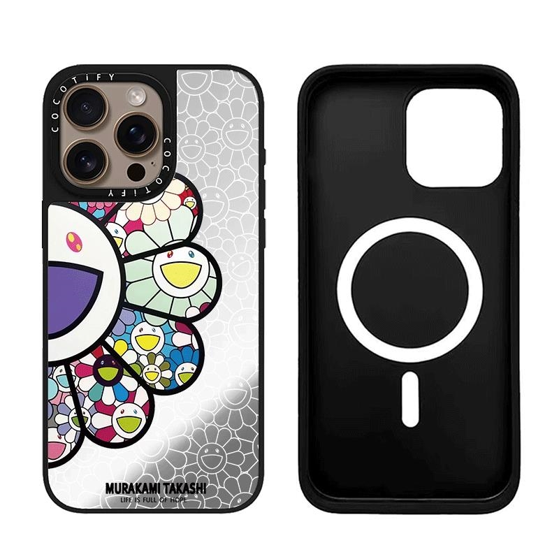 村上隆 iPhone16proMAX MagSafe対応 手机壳苹果16promax村上隆太阳花联名14拉布布线条小狗卡通13防滑