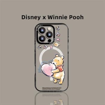 適用蘋果16Pro手機殼新款迪士尼卡通潮牌iPhone16Promax小眾高階透明磁吸款15Pro可愛維尼14/13亞克力12超火