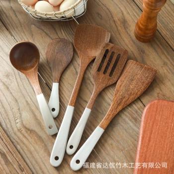 淺初生活木鏟家用長柄雞翅木櫸木不粘鍋炒菜鏟子湯勺耐高溫木鏟子