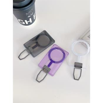 適用於韓國透明PC身份證卡套強力吸附MagSafe磁吸卡包iPhone15Promax手機殼14pro/16plus背貼公交卡套13Pro
