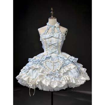 藍色哥特風洋裝jsk日常輕lolita公主連衣裙洛麗塔
